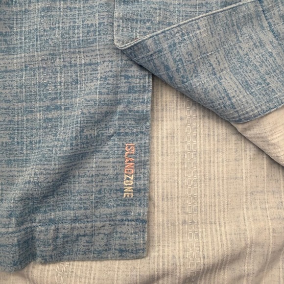 Tommy Bahama IslandZone Silk Shirt Mens L Blue Floral Monstera Leaf Button Up - Picture 8 of 9